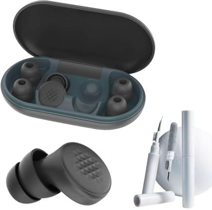 Tapones Oidos Ruido Dormir. Tapones Oídos Reducción de Ruido hasta 45 dB para Estudiar, Concentrarse, Viajar y Conciertos. Protección Auditiva con 7 Almohadillas XS/S/M/L + Bolígrafo de Limpieza NEGRO