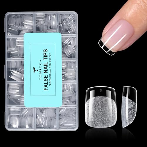 TOMICCA Capsule Americaine Ongle Carrées Ultra Courtes, 510 Pièces 15 Tailles Capsules Ongles, Faux Ongles Couverture Totale Tips pour Extensions d’Ongles Manucure & DIY à la Maison