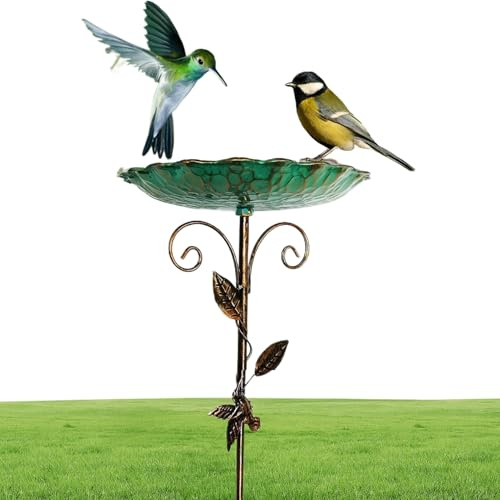 Vogeltränke Stehend, Vogelbad Für Garten Metall, Vogeltränke Stehend Mit Erdspieß, Metall Vogelbecken Schüssel Wassertränke Für Vögel,Wassertränke Vögel, Gartendeko Draußen
