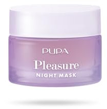 Pupa Maschera Labbra Pleasure Night Mask con Vitamina E e Burro Di Karité - Ripara e Nutre le Labbra mentre Dormi, 99% Ingredienti Naturali (Goloso Aroma di Mirtillo)