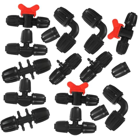 TOYANDONA Lot de 20 Raccords PE pour Tuyau D’arrosage 16mm, Accessoires D'irrigation Goutte à Goutte, Connecteurs t Et Adaptateurs pour Jardin, Ferme, Système D’Irrigation Extérieur