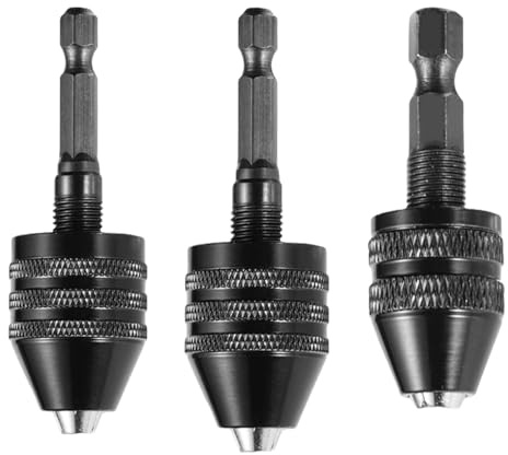 Set of 3 Hexagonal Shank Three Jaw Chucks for Quick Drill Bit Enhancing Work Speed Enhances Stability in Drilling Tasks Metalworking Equipment