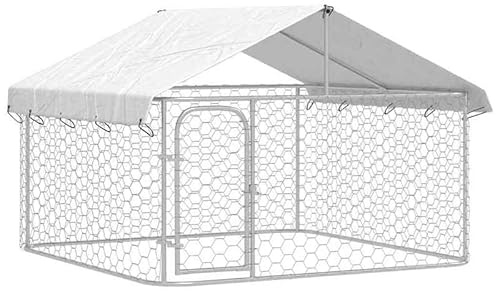 Eleganz Outdoor Hundezwinger 200x200x150 cm mit Dach | Robuster Käfig für Hunde | Wetterfester Freilaufgehege für Garten, Terrasse & Camping | Sicherer Auslauf für kleine & große Hunde
