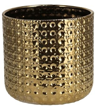 home&you - Blumentopf Sylvi, Blumenübertopf, Pflanztopf aus Dolomit Keramik, Blumentopf Groß, Pflanzkübel für Innen und Außen, Dekotopf, 18.5xØ19.5cm - Gold
