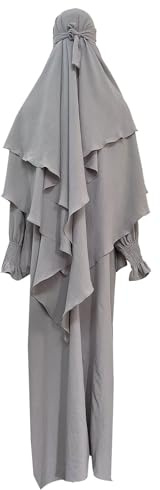 Freizeitkleider für Frauen, Gebetskleid, muslimisches Ramadan-Kleidungsstück, Abaya, Islam, Jilbeb, 2-teiliges Set, mehrlagiger Khimar-Schal, Hijab und langes Kleid, Maxikleider für Damen