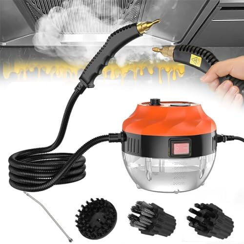 WhFKLca Pulitore A Vapore Ad Alta Pressione 3800 W, Macchina Portatile per La Pulizia A Vapore Portatile per Uso Domestico, Tappezzeria, Cucina, Auto, 6 Livelli di Vapore Regolabili Orange