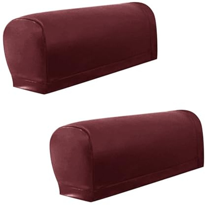 Sofa-Armlehnenschoner mit 4 rutschfesten Pads, elastisch, 150 % dehnbares PU-Leder, für Zuhause, Büro, Sofa, dehnbare Armlehnenbezüge, 2 Stück
