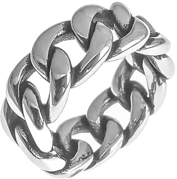 Anello a catena da uomo in acciaio inossidabile, stile industriale, hip hop, streetwear, gioiello a fascia grossa, regalo per fidanzato