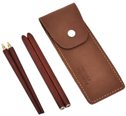 YWJLQH Palillos de Viaje Vajilla para Exteriores Juego de Palillos Chinos Cubiertos Plegables de Madera Desmontables con Bolsa Adecuado para Almuerzos Y, Rojo, Individual