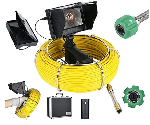 VGVSBG Endoscopio Industriale 20/50M 4,3 Pollici 22mm Videocamera Portatile per ispezione fognature industriali IP68 Kit Telecamera per ispezione fognature Impermeabile per Tubi di scaric