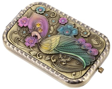 Hemobllo Miroir Grossissement et Réflexion Standard de Poche Vintage Pliable en Métal Double Face Design Européen Classique pour Usage Quotidien et Maquillage