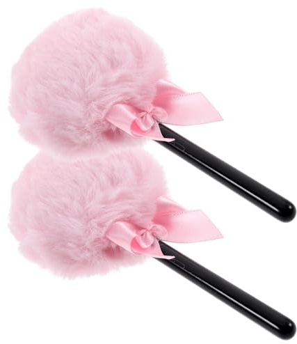 HEALLILY Lot de 2 houppettes de maquillage en peluche douce et moelleuse pour le visage et les poudres libres, applicateurs cosmétiques non collants, adaptés à tous les types de peau