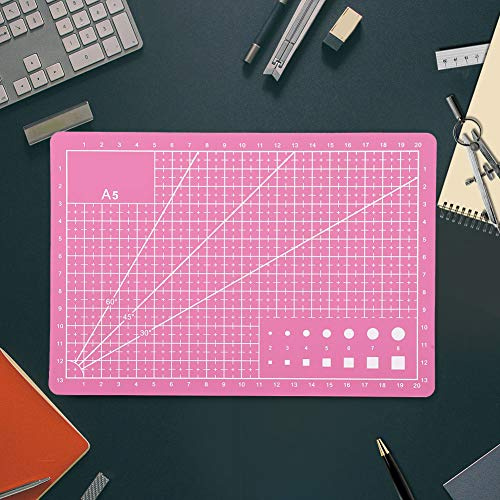 Asixxsix Selbstheilende A5-Schneidematte, Schneideunterlage für Handgefertigte DIY-Projekte, Langlebiges PVC-Material, Schützt die Tischplatte (PINK)