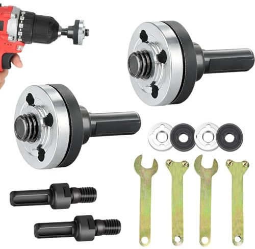 Juego de Barra de Conexión para Amoladora Angular 10 Piezas, Kit Adaptador de Conexión para Conversión de Taladro a Amoladora, con Adaptador de Eje 10 mm y Herramientas para Disco de Corte