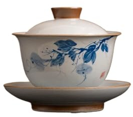 GOXQIT Zucca Gaiwan dipinta a mano da 160 ml, realizzata a, con tre talenti, zuppiera for il tè, coperchio for la teiera, regalo for cerimonia del Per Casa