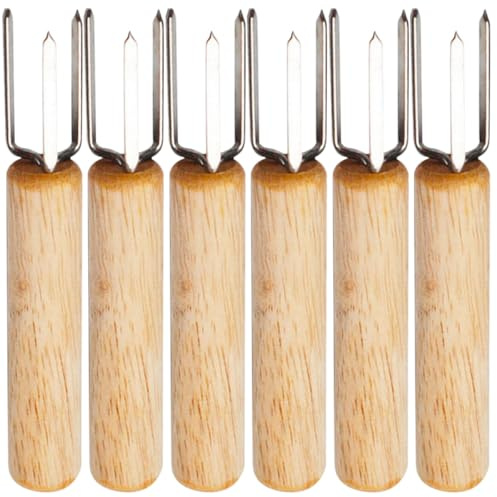 Lurrose Brochettes de Maïs Professionnelles pour Tenir Légumes et Fruits Lot de 6 en Acier Inoxydable et Bois, Design Simple pour Camping et Barbecue
