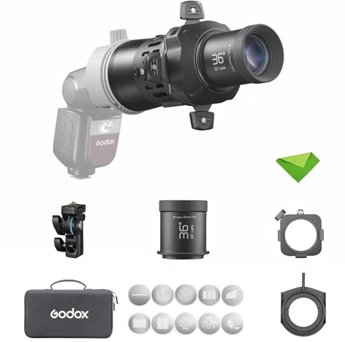 Godox FP-M-36 Projecteur Flash, Accessoire de Projection à tête carrée, Monture EF, Objectif de Projection 36°, Accessoire pour Flash Cobra Compatible Godox V860III, TT520III, AD200 Pro II, TT685II