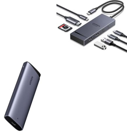 UGREEN Revodok Pro 10Gbps Hub USB C 8 en 1 y Carcasa SSD M.2 NVMe USB C 10Gbps