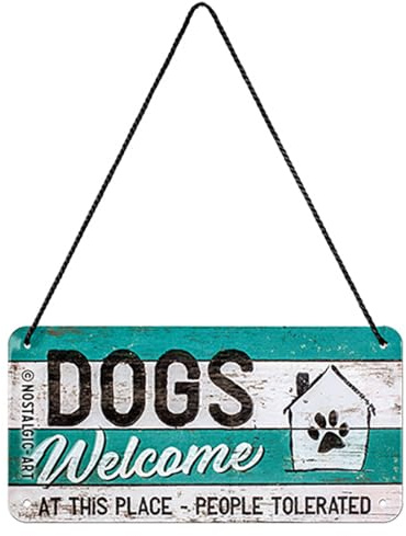 Nostalgic-Art Retro Hanging Sign Dogs Welcome – Gift Idea for pet owners, Metal Plaque, Vintage design for decoration, 10 x 20 cm