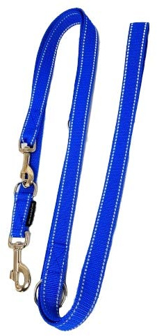 elropet Hundeleine Doppelleine Gurtband reflektierend 25mm 5,00m blau 5fach verstellbar für große und gräftige Hunde