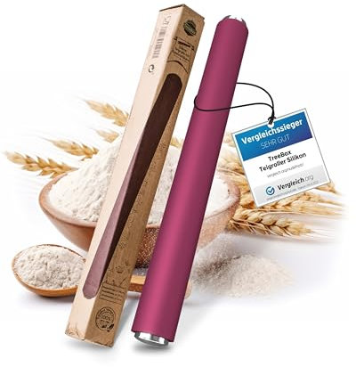 TreeBox Rodillo profesional de silicona y acero inoxidable – El rodillo moderno sin asas – Despliega el fondant y la masa en poco tiempo – Efecto antiadherente