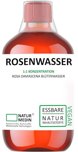 500-ml Rosenwasser mit ROSENALKOHOL Tonic Ätherische Rosenöle und Rosenalkohole sind nicht entfernt AYURVEDA 100% Naturrein NATURMEDIN®