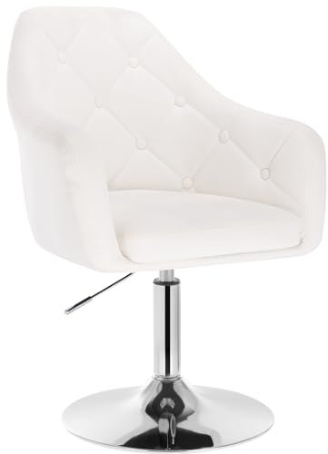 WOLTU 1x Barsessel Loungesessel, stufenlose Höhenverstellung, verchromter Stahl, Kunstleder, gut gepolsterte Sitzfläche mit Armlehne und Rücklehne, Weiß