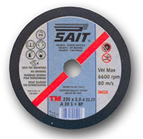 Sait ® - 230X2X22 Disco Mola da Taglio per Metalli Inox ABRASIVO Ferro Flex