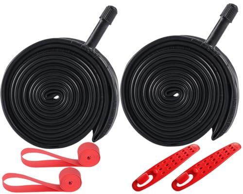 2-Pack 20x1.75/2.125 Bike Inner Tubes Schrader Valve 48mm 20 Tubes Plus 2 Bike Tire Strips Compatible with 20x1.75 20x1.9 20x1.95 20x2.0 20x2.125 Bicycle Tubes