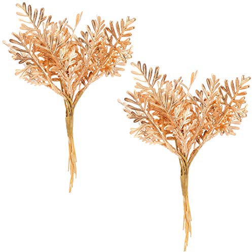 PRETYZOOM 2Pcs Weihnachten Tannenzweige Künstliche Tannenzapfen Zweig Handwerk Kranz Pick Winterurlaub Blumen Picks Stechpalme Stiel für Dekoration Weihnachten Girlande Handwerk Golden 3