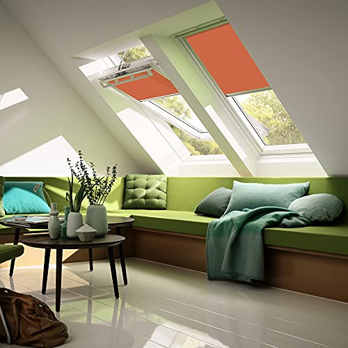 VELUX Original Sichtschutzrollo (RFL), Silberne Seitenschienen, Y45, Orange // RFL Y45 4164S