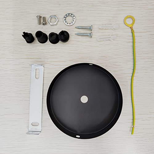 Chrasy Ceiling Rose Pendant Cable Grip Flex Clamp Metal Plate for Light Fitting Black Color Hanging Lamp Ceiling Cover Accesories (10CM)