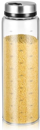 DOITOOL Drehbarer Gewürzstreuer Aus Edelstahl Und Glas Salz- Und Pfefferstreuer Für Küche Grillen Und Restaurant Einhandbedienung Nachfüllbar 20.50 X 6.50 X 6.50 cm