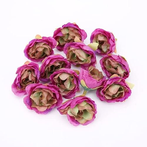 LUNYY 10 Stücke 4 cm Künstliche Blumen Kopf Seide Pfingstrose Gefälschte Blumen Für Zuhause Zimmer Hochzeit Dekoration DIY Kranz Geschenk Scrapbooking Handwerk