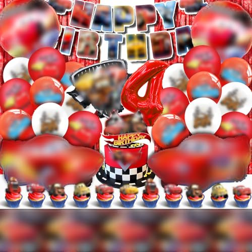 Car Luftballon, Car Folie Ballons, Car Deko Car Geburtstag Auto, Car Geburtstagsdeko Set, Car Luftballons, Car Dekoration Geburtstag,Car Happy Birthday Banner für 4 Jahre Jungen Kinder