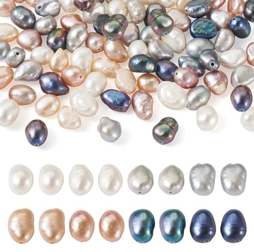 Beadthoven - 100 perle d'acqua dolce coltivate naturali in 4 stili di riso tinto barocco perle d'acqua dolce per la creazione di gioielli artigianali, foro: 0,5~0,7 mm