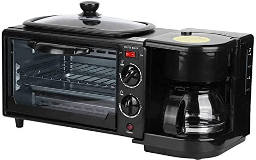 CAZARU Horno halógeno de convección Premium, Horno Tostador, sartén eléctrica, cafetera multifunción 3 en 1, fácil de Limpiar
