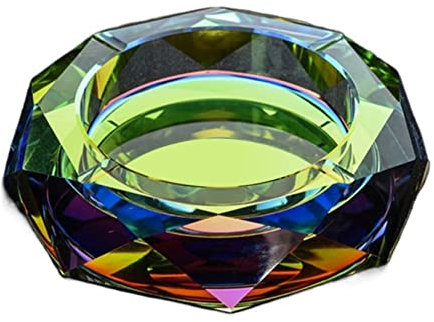 WOMBEL Stilvoller Kristallglas-Aschenbecher (15 * 15 * 4 cm) Leichter Luxus-Aschenbecher für Wohnzimmer, Büro und Bar mit (C-15 * 15 * 4 cm)