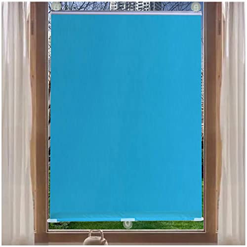 Xrdbfd Verdunkelungsrollos Mit Saugnäpfen, Fensterrollos Dachfenster Rollo 50x125cm/60x125cm, Verdunkelungsvorhänge Ohne Bohren, Versenkbare Balkon-sonnenschutzrollos,Blue-30x125cm(11.8 * 49.2in)