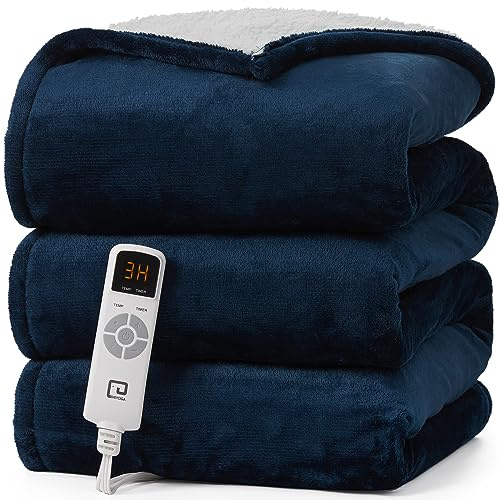 EHEYCIGA Electric Heated Blanket Throw, Heating Blanket Timer with 6 Heating Levels & 10 Hours Auto Off, Soft Warm Cozy Electric Over Blanket for Sofa, Chair 130x160 cm