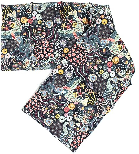 Coussin aux graines de lin compartimenté en huit XXL - 75x20 cm - Tissu biologique sous l´océan - Coussin bouillotte aux graines - Compresse froide