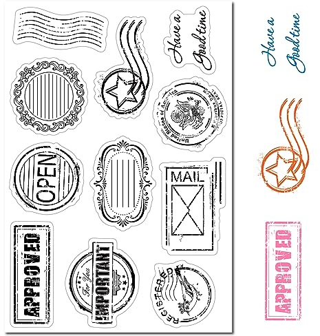 CRASPIRE Timbro Postale Vintage Timbri in Gomma Trasparenti Cornice per Pellicola da Viaggio retrò Sigilli in Silicone Trasparente Timbro per Journaling Card Making Friends Fai da Te Scrapbooking