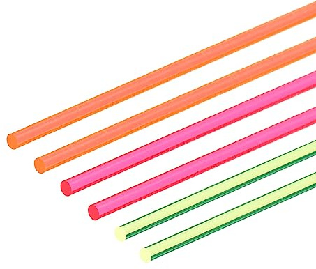 QUARKZMAN Remplacement Fibre Optique Vue Cannes, 6pcs 1.5mmx25cm PMMA pour Arcs Vues DIY Art Fluorescence Rouge Vert Orange