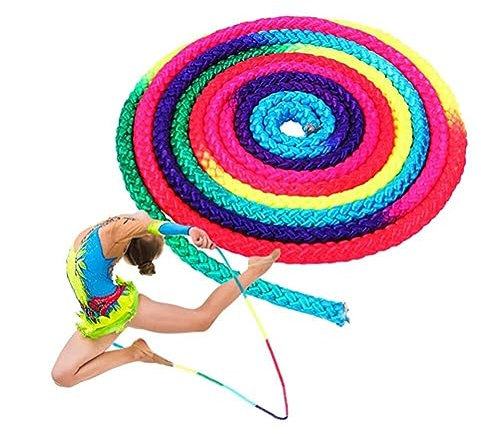 Hrippy Gymnastik Kunst Seil Regenbogen Farbe Rhythmische Gymnastik Seil Sport Training Seil Springen Seil Fitness Wettbewerb Seil
