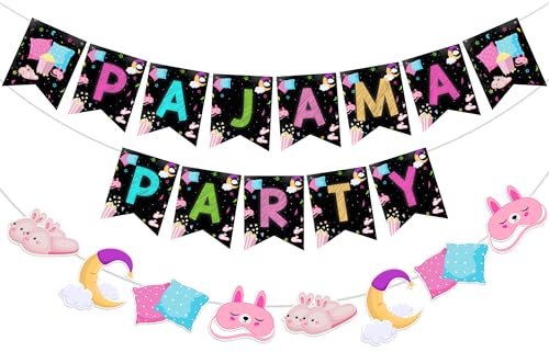 Pyjama-Party-Banner, Schlummer-Wimpel-Girlande, Sleepover-Themen-Party-Dekoration, Baby-Shower-Geburtstags-Spa-Zubehör für Mädchen
