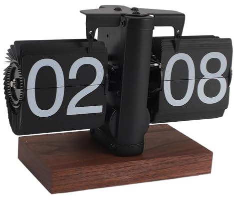 ZJchao Orologio Digitale Flip Down, Retro Flip Clock, Orologio da Tavolo Flip Down Vintage 24 Ore Base Antiscivolo Manopola Rotante Retro Digital Flip Down Clock