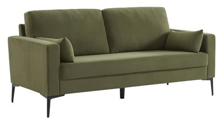 Sofa 3-Sitzer Cord Khaki - Bjorn - Fixes Sofa, gerade, Metallfüße