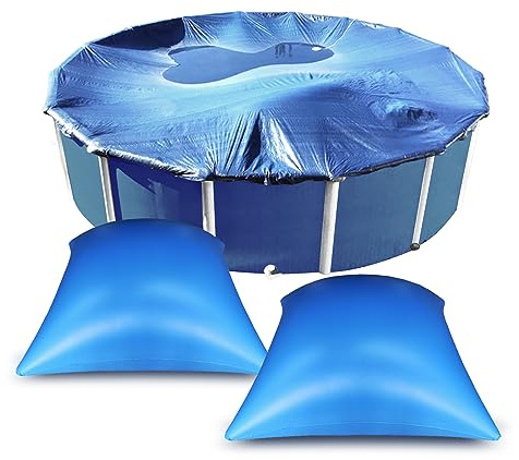 Poolkissen Winter XXL Viereckig 4×4ft, Poolabdeckung Winter Aufblasbar, Luftkissen Pool Zubehör für Pool Abdeckplanen, Pool Kissen Überwinterung, Eisdruckpolster Pool mit Sicherheitsventil (2 Stück)