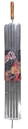 Cestino per spiedini in acciaio inox con manico in legno per barbecue a carbone cipriota, adatto per grigliare pesce, pollo, carne, salsicce, pasticci, funghi, pane pita, verdure a fette