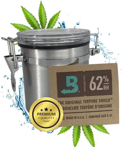 TronicXL Premium Kräuter Aufbewahrungsdose 250ml luftdicht kompatibel mit Boveda + Pack 62% Größe 8 Grow Aufbewahrung Ernte Dose Behälter Vorratsdose Metall Container Stash Box